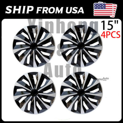 Wheel Covers Full Rim Snap On Hub Caps for R15 Auto Tire & Steel 4pcs 15 Inch