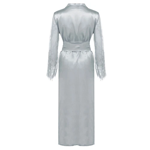 Damen Satin Lang Nachthemd Seide Spitze Dessous Nachthemd Nachtwäsche Sexy Morgenmantel - Bild 10 von 30