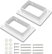 2 X 3.5 White Vinyl Fence Brackets, Slotted Handrail Bracket Kit with Screws f