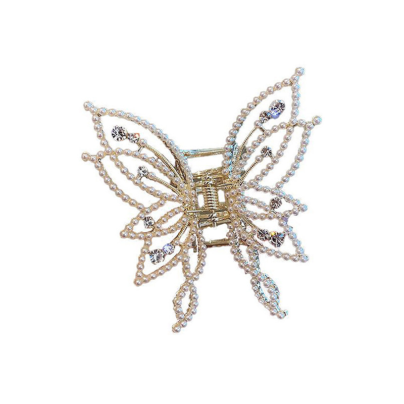 Sweet Pearl Rhinestone Butterfly Hair Clips Elegant Vintage Hair