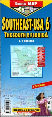 Map of Southeast USA, The South & Florida, Map # 6, by Berndtson Maps