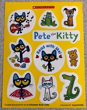 NEW Small Sheet of 10 I Love PETE THE KITTY Stickers by James Dean, Pete the Cat