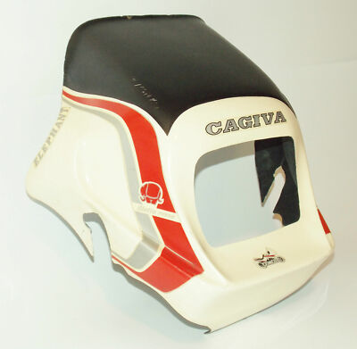 NOS 1980'S CAGIVA COWLING FRONT NUMBER PLATE HEADLIGHT PANEL WHITE RED VINTAGE
