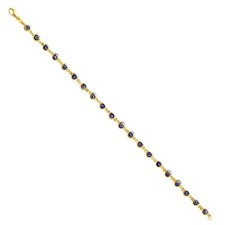 14K Yellow Gold Save and Protect you from Harm Blue Evil Eye Beads Bracelet - 7"