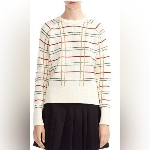 Maje Majeur Plaid Jacquard Pullover Crew Neck Wool Blend  Sweater Jumper 1 Small