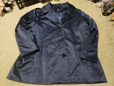 Dennis By Dennis Brasso Womens Jacket Navy Blue Size XL Used Condition Polyester