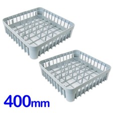 2 x 400mm SQUARE DISHWASHER GLASSWASHER SQUARE PLATE RACKS PEGGED BASKETS