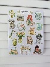 Green Planner Sticker Sheet, Planner sticker, Journal Stickers