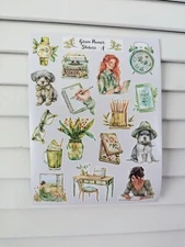 Green Planner Sticker Sheet, Planner sticker, Journal Stickers