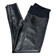 SPANX Assets All Over Faux Leather Leggings Women's XL Black High Rise Shaping