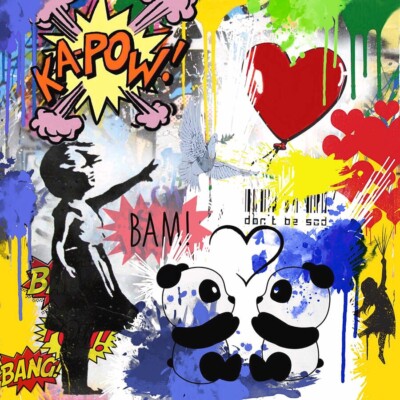 Ausstellungsstück! Girl with Balloon dont be sad 60x60 Leinwand 5 cm/Pop Art