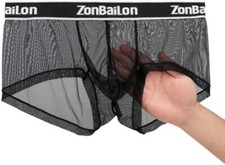 Zonbailon Men's Boxer Briefs Breathable Enhancing Pouch Mesh See-Through Trunks
