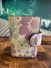 Coach Medium Corner Zip Wallet - CBO31 Purple Pink Floral Print Canvas - NWT