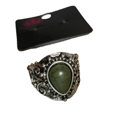Paparazzi Ring Jewelry Adjustable Stretch Band Green Stone
