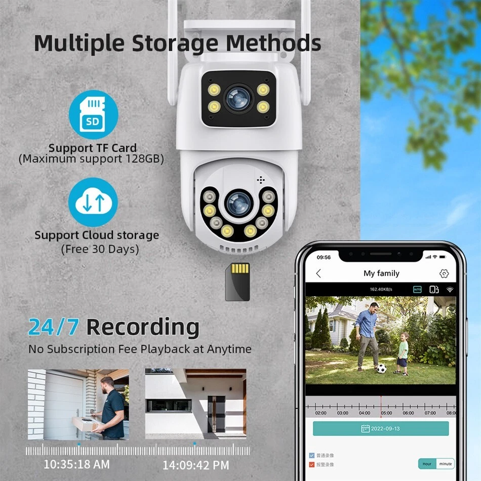 ICSee WiFi Wireless IP Camera Dual lens Full HD CCTV PTZ Home Outdoor Security C - Image 3 of 4