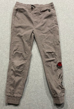 Boys Nitrous Black Embroidered Rose Jaguar Joggers Elastic Waist Gray Size Small