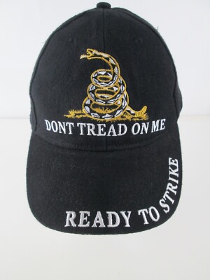Don't Tread on Me Baseball Hat Cap Snake Ready to Strike Adjustable Black