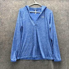 Under Armour Sweater Women Large Ladies Blue Sweatshirt Pullover Heatgear Hoodie