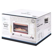 Toaster Oven with 3 Settings, includes baking rack and pan, Arctic White, New
