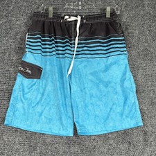 Ron Jon surf shop swim trunks boys large 14-16 gray blue 100 polyester