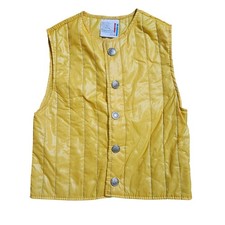 Vintage Billy the Kid Quilted Puffer Vest Silver Crest Buttons Kids 4 Yellow
