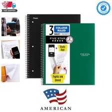 Spiral Notebook  Study App, 2 Pack, 3 Subject, College Ruled Paper, 8-1/2" x...