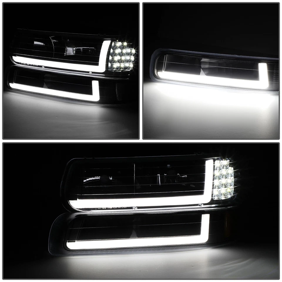 Faro LED DRL + lámpara de señal de parachoques para 99-02 Chevy Silverado 1500 2500 HD 3500 Foto 3 de 4