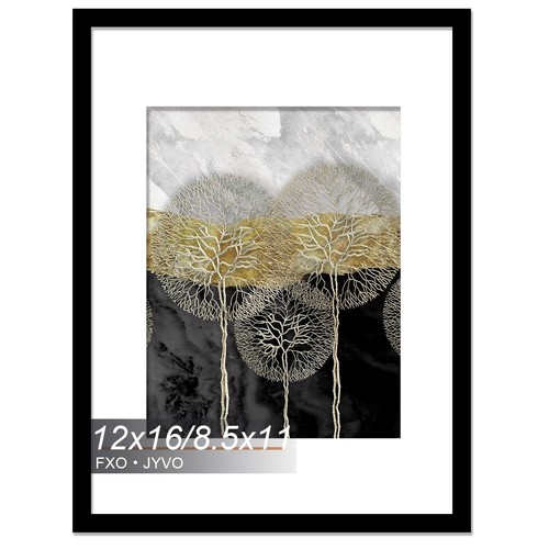 12x16 Picture Frame, Display Poster 8.5x11 with Mat or 12 x 16 Without Mat, L...