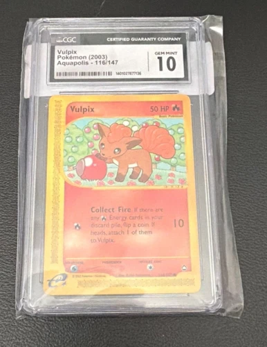 Pokémon Card Vulpix CGC 10 Gem, e-Reader Aquapolis 116/147, WOTC 2003 (1)