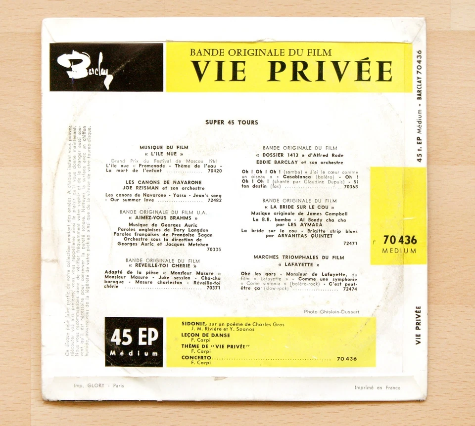 Brigitte Bardot -  Sidonie, Vie Privee OST 1962 EP 7" France Barclay + PS - Bild 3 von 4