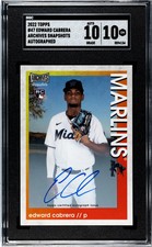 2022 Topps Archives Snapshots Edward Cabrera Autograph SGC 10 CUBS RC ROOKIE