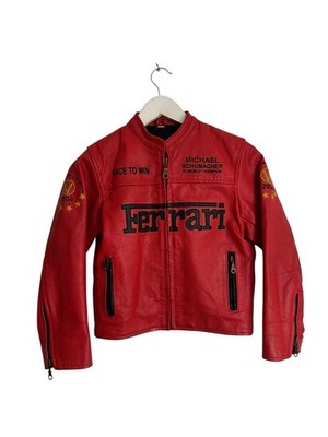 Vintage Ferrari Lederjacke Kinder Kinder rot Michael Schumacher Gr. L rot