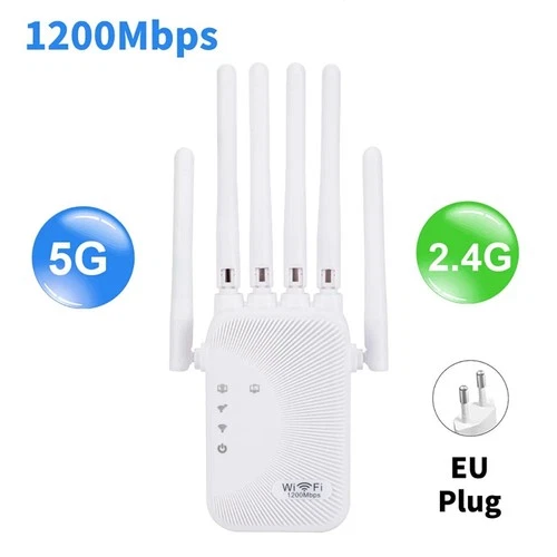 NUOVO AMPLIFICATORE WiFi 5GHz Dual-Band 1200Mbps, RIPETITORE Wireless 4 ANTENNE