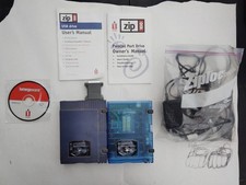 Iomega Zip 100 External Drive Z100USB Blue Clear AC Adapter And Parallel Unit X2