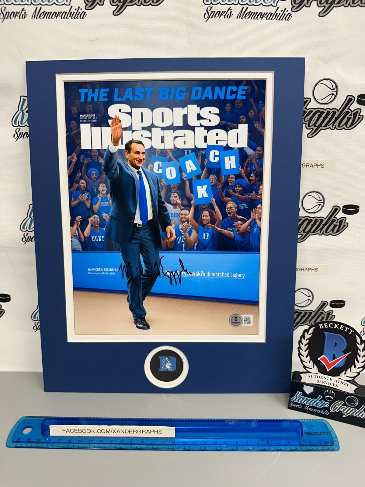 COACH K TEAM USA OLYMPICS DREAM TEAM ARMY Autographed Signed COACH K DUKE BLUE DEVILS NCAA CHAMPIONS MIKE KRZYZEWSKI 8X10 BASKETBALL PHOTOGRAPH 11X14-BECKETT BAS 