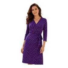 White Stuff UK 12 Mandina Wrap Tea Midi Dress Jersey Dark Blue Purple RRP £49.95