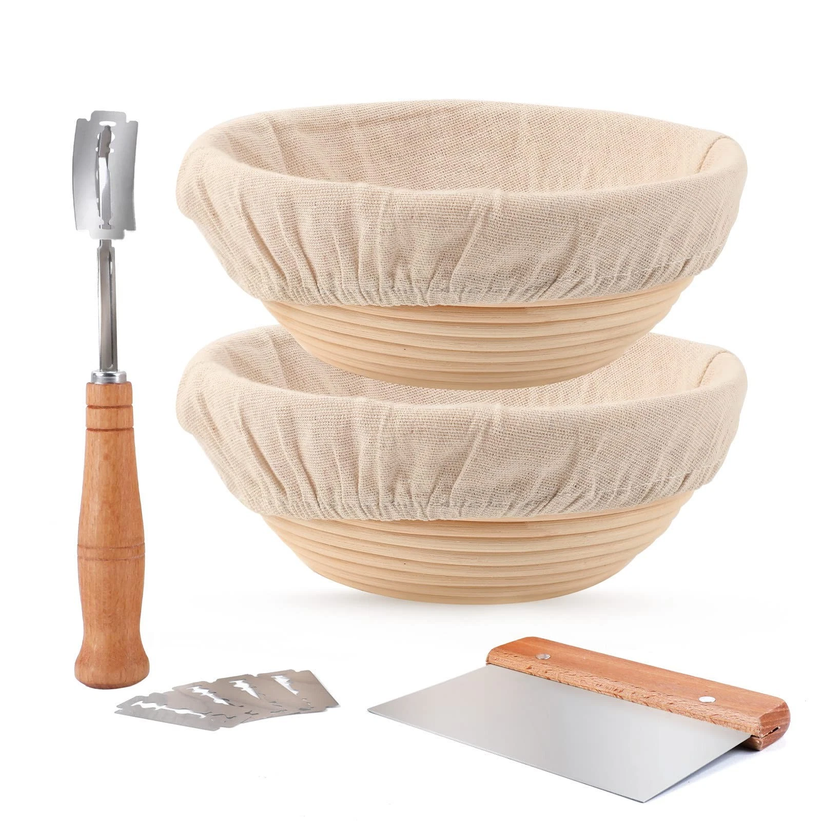Proofing Baskets for Sourdough Bread Making, Dough Proofing Bowls Kit with Cl...