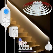Dual Sensor Stair Lights Indoor, Plug-in Motion Activated Step Light Strip Indoo