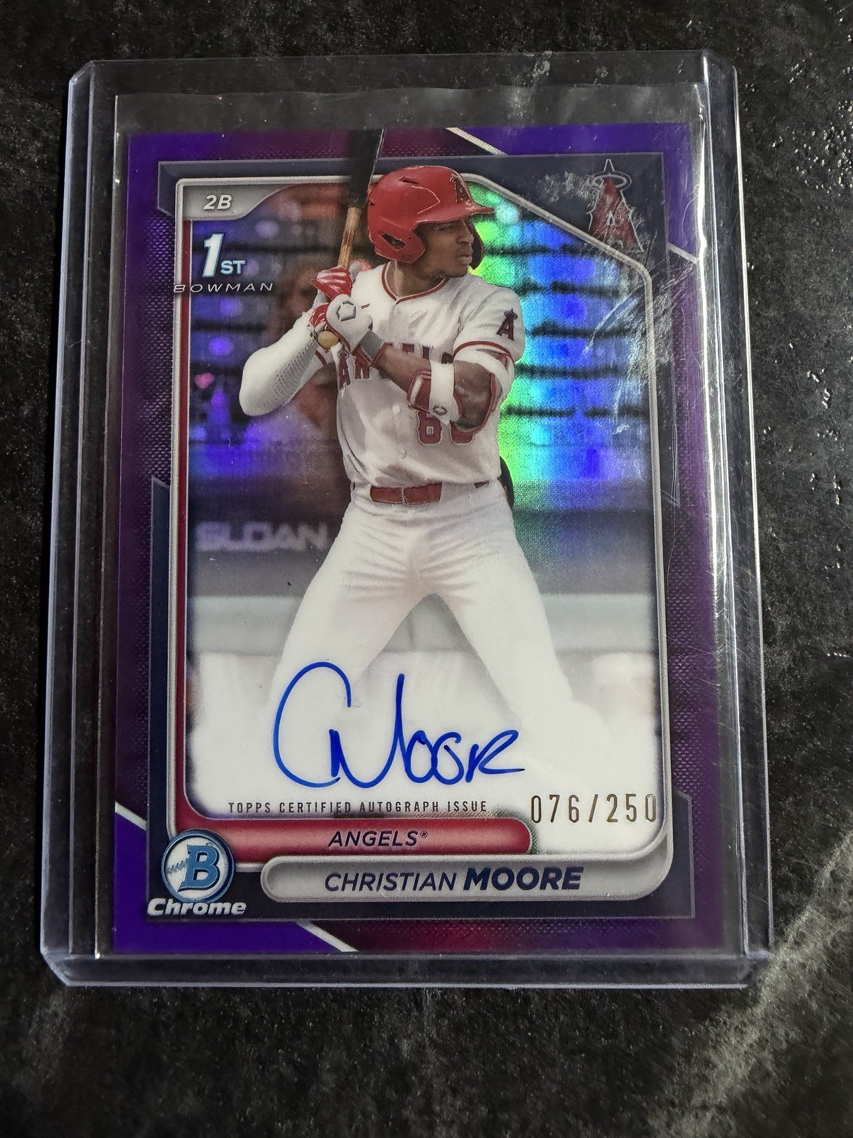 CHRISTIAN MOORE - 2024 Bowman Draft 1st Chrome PURPLE Refractor #/250 Auto