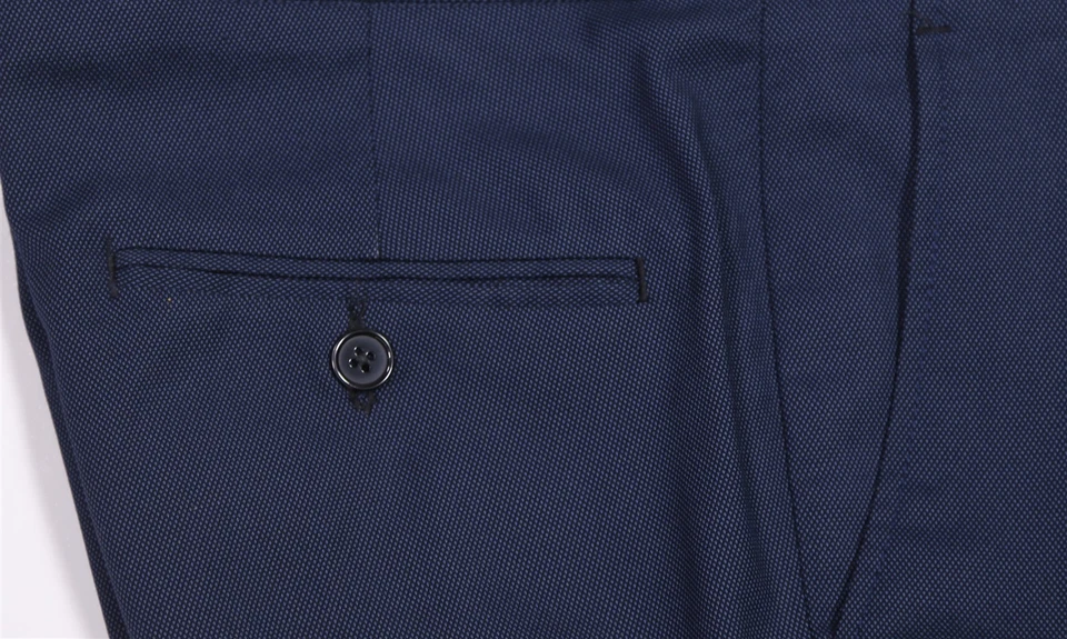 Custom Tailored Blue Woven Flat Frt Slim Side Buckle Dress Pants Trousers 30x26 - Image 3 of 4