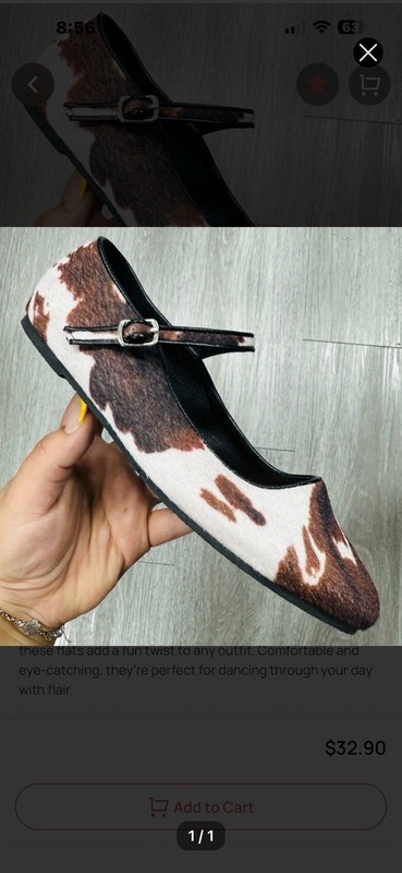 Cow Hyde Faux Fur size 9 Mary Jane flats