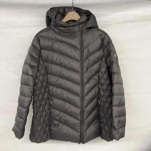 NUOVO MK Michael Kors trapuntato corto puffer giacca cappotto grigio taglia PXXL Petite