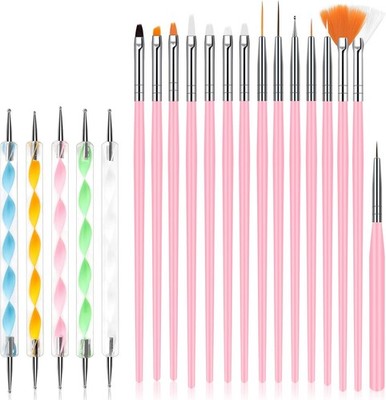 Nail Art Pinsel & Dotting Tools Set, 20 Stück für Heimwerker & Profi