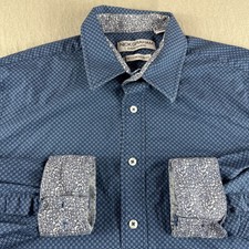 Nick Graham Everywhere Stretch Modern Fit Shirt Mens L Blue Flip Cuff Geometric