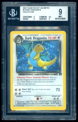 2000 Pokemon Rocket Unlimited #5 Dark Dragonite Holo BGS 9 Mint
