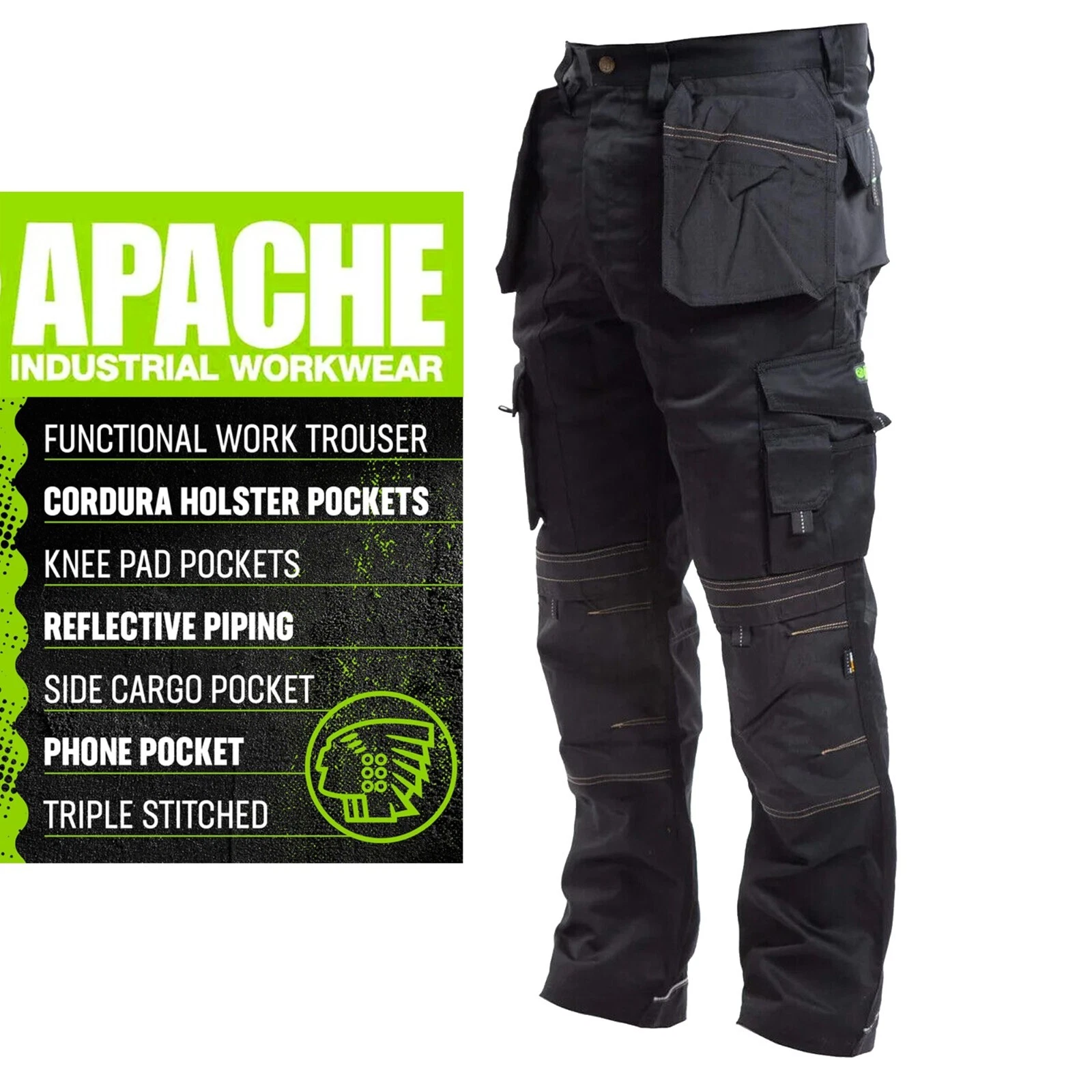 Apache Work Trousers - Knee-Pad & Twill Holster Pockets Cordura Triple Stitched
Opens in a new windo