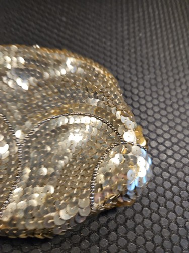 Vintage Sequined Clutch Handbag Handmade In Belgium Snap Closure Purse Co8n - Picture 4 of 20
