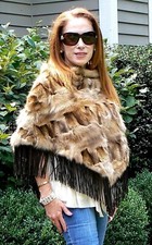 Russian Sable Fur Poncho 5" Suede Trim Wear Alone Or W/ Jacket Coat Suit $7k New