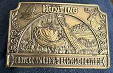 1976 Belt Buckle Brass Scenic Protect America's Hunting Heritage Vintage