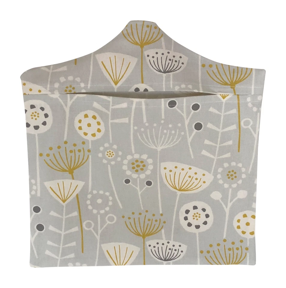 CUSHIONS2U Handmade Fryetts Fabric Bergen Grey Cotton Peg Bag & Wooden Hanger